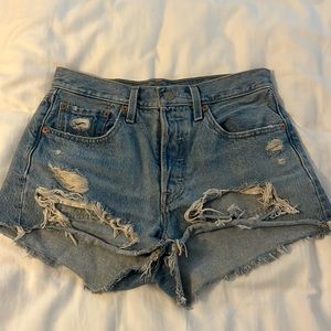 Levi’s 501 distressed denim shorts